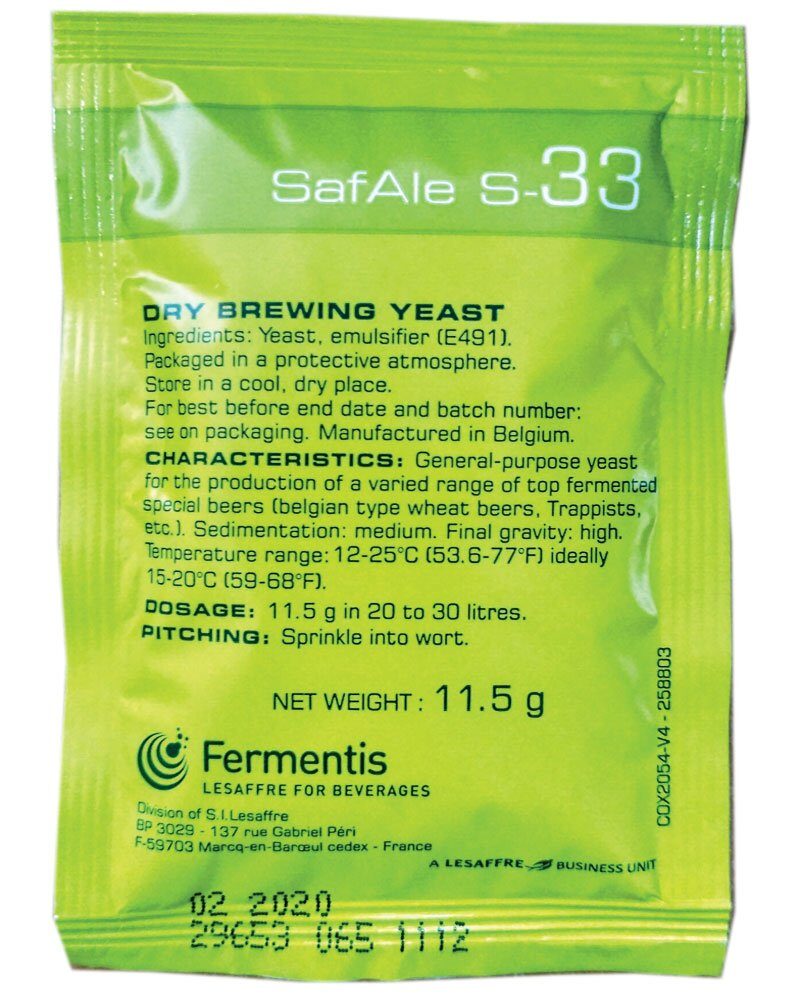 Пивные дрожжи Fermentis "Safale S-33 " 11,5г